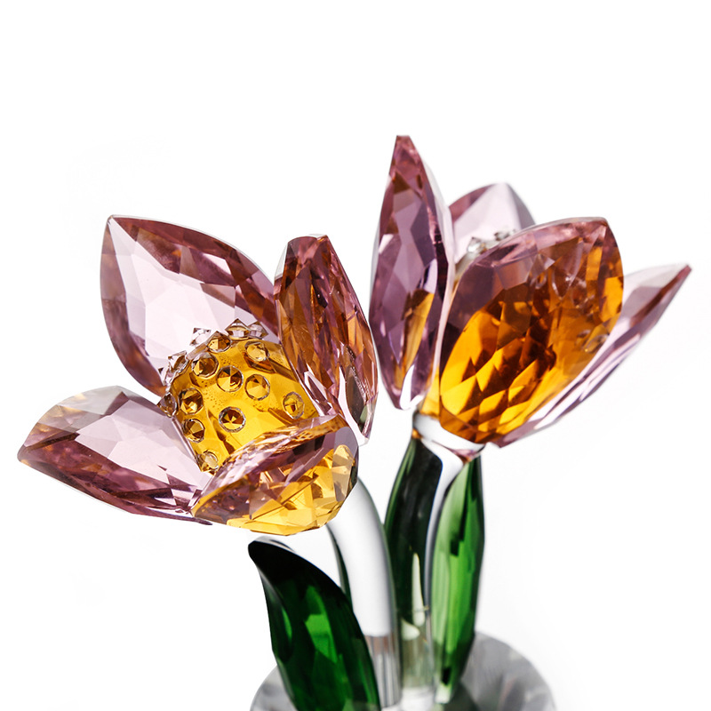 Crystal Tulips Flower Figurine - Paper Weight Crystal 评论和价格