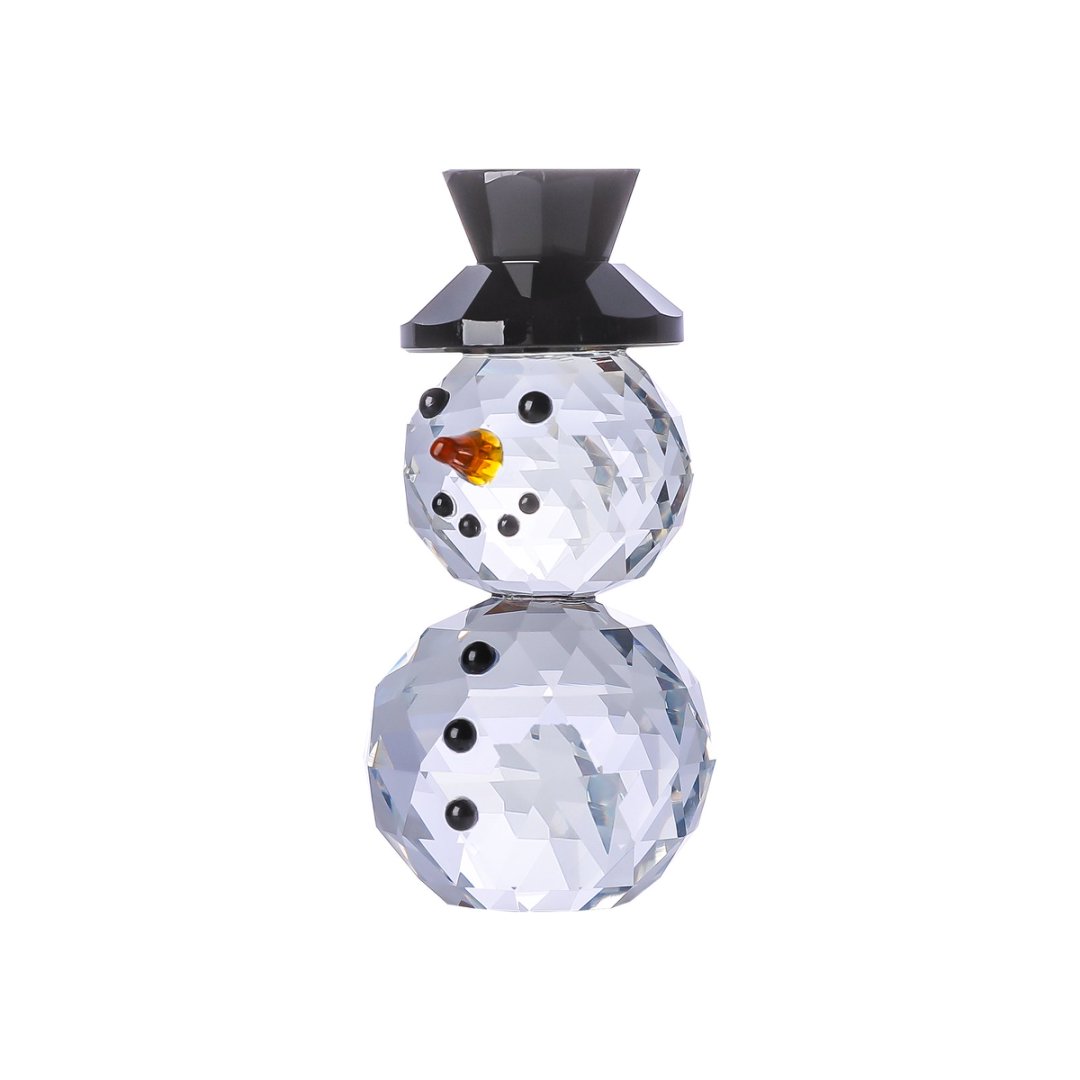 Crystal Black Hat Snowman Figu - Paper Weight Crystal 评论和价格